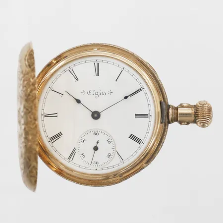 Fickur/Savonette Elgin manuell Ø40mm, boettnummer: 39301, verknummer: 7974028, ögla saknas, innerboett i guld, boett i 14K guld