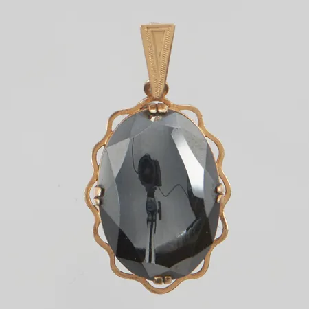 Hänge 25mm svart sten, 18K 4,3g.