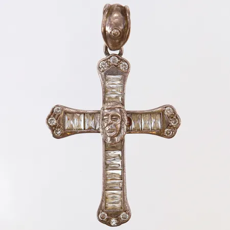 Hänge Kors med vita stenar 74x45mm ink ögla Silver 925/1000.  Vikt: 26 g