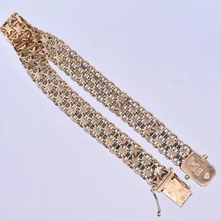 Armband X-länk längd 18 cm, bredd 8 mm 18K. Vikt: 16,2 g