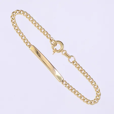 Armband med bricka Pansar längd 15cm bredd 3mm 18K  Vikt: 2 g