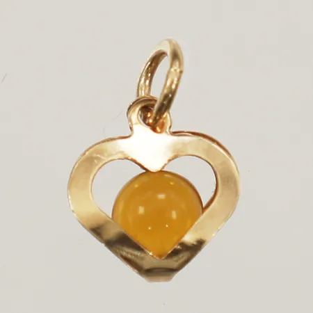 Hänge hjärta med orange sten, längd 13mm, bredd 9,2mm 18K Vikt: 0,5 g