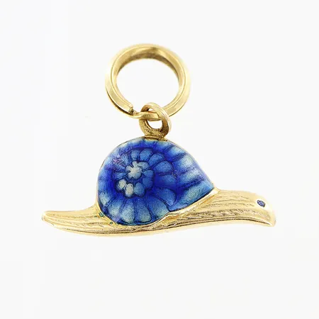 Hänge snigel med emalj, 18mm, defekter på emaljen, 18K Vikt: 1,7 g