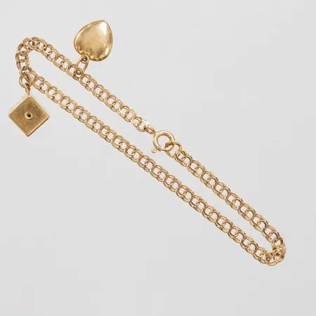 Armband Bismarck med berlocker, längd 18cm, bredd 3,5mm, hjärta, tärning, 18K, Vikt: 6,3g Vikt: 6,3 g