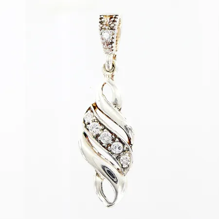 Hänge 33x10mm, vita stenar, silver 925/1000 Vikt: 1,5 g