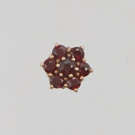 Udda örhänge med granater 9mm, förgylld 925/1000 Silver 1,1g.