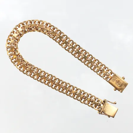 Armband X-länk, bruksslitage, längd ca 18.5 cm,bredd 8.5 mm,18k. Vikt: 18,8 g