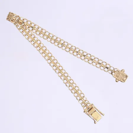 Armband X-länk 17,5cm, bredd 6mm, svenska stämplar, 18K Vikt: 9 g