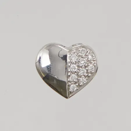 Hänge "hjärta" diamanter 10x ca 0,01ct 12x10mm vitguld 18K 2,1g.