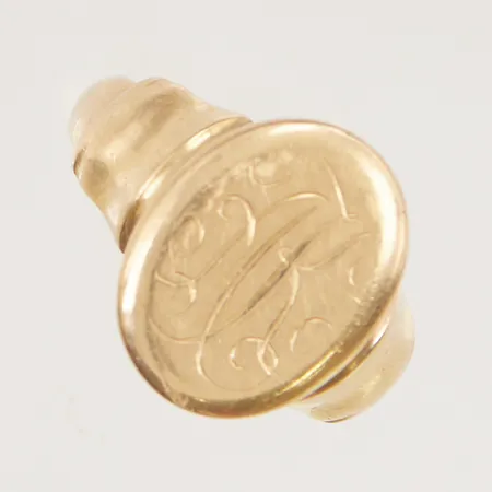Ring stl:18½ bredd 16mm monogram, 18K 6,7g.