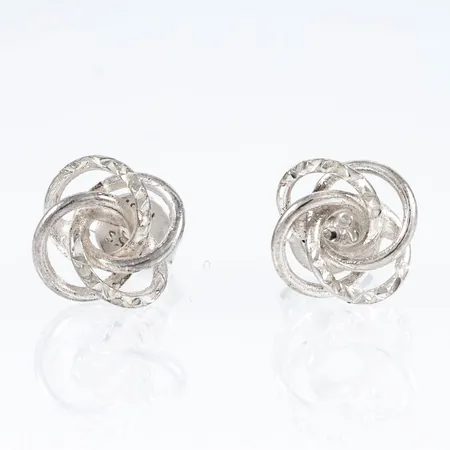 Örhängen knutar 10 x 10mm, omaka snurrebussar, silver 925/1000 1,6g. 