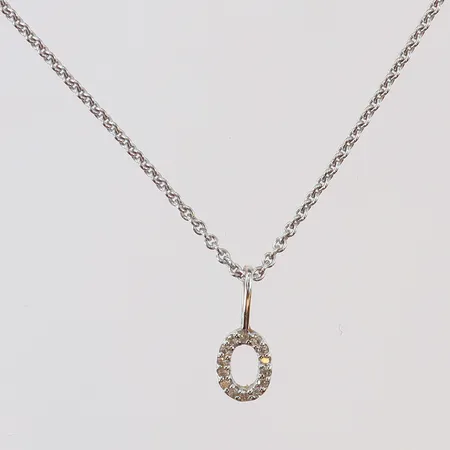 Kedja Ankar med integrerat hänge med vita stenar längd 50cm bredd 1mm vitguld 18K.  Vikt: 3,3 g