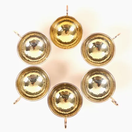 6st Punschkoppar, förgylld insida, förgyllningen sliten, silver 830/1000 Vikt: 189,2 g