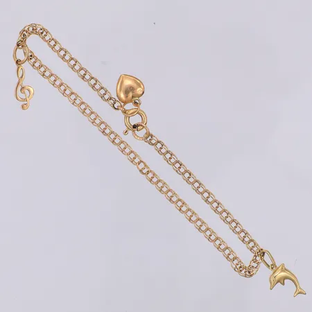 Armband Bismarck Svedbom 18,5cm två berlocker bredd 3mm, 18K Vikt: 3,1 g