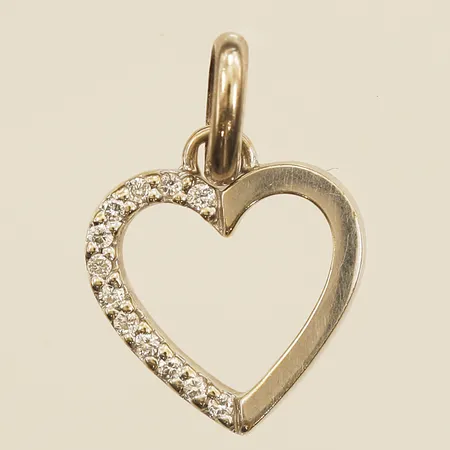 Hänge hjärta med diamanter 12xca0,005ct, längd 16mm, bredd 11,5mm, 18K Vikt: 1,2 g