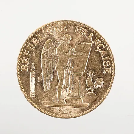 Mynt 20 Franc Ängel 1891 Ø21mm 21,6k 6,4g Vikt: 6,4 g