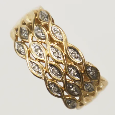 Ring med diamanter 16xca 0,01ct, stl:18¾ bredd10,3mm, 18K Vikt: 4,9 g