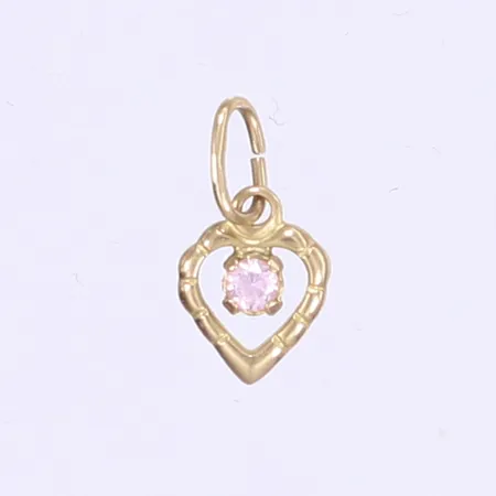 Hänge hjärta med lila sten, längd inkl ögla 15mm, bredd 6mm, 9K Vikt: 0,2 g