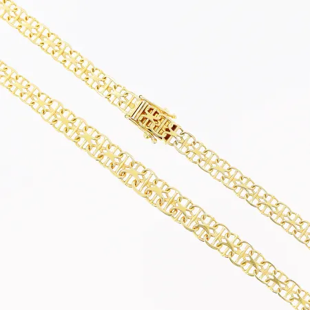 Collier doserad X-länk längd 42,5cm, bredd 5,5-6,5mm, Jo-Ans Guld AB Köping 1989, 18K Vikt: 15,5 g