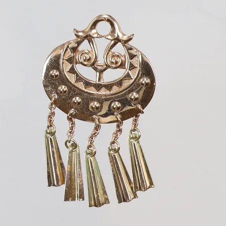 Brosch Kalevala 28x47mm  Mångudinnan/ Moon Goddess, design Germund Paaer, Finland år 1994, 14K Vikt: 4,2 g