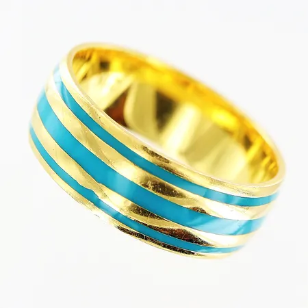 Ring emaljdetaljer stl: 17¾, mindre slitage, 21K Vikt: 6,2 g