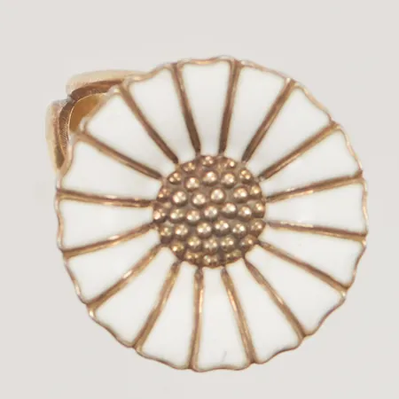 Ring Georg Jensen "Daisy" stl:18 bredd 18mm förgylld, vit emalj, 925/1000 Silver 4,9g.