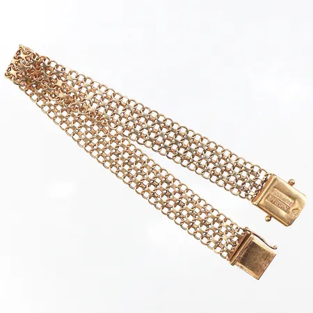 Armband X-länk,Svedbom Köping,låsåtta saknas,slitna länkar,längd ca 19 cm,bredd 10.9 mm,18k. Vikt: 13,9 g