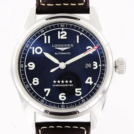 Herrur Longines Spirit stål automatisk 42mm, ref L38114530, serienr 51966658, kronometer, datum, sekundvisare, läderband 25cm törnlås, garantikort April 2025 Mobilia Urhandel Malmö, kvitto, bok box, ytterkartong. Nyskick