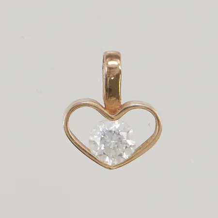 Hänge "hjärta" 13mm vit sten 18K 1,2g.
