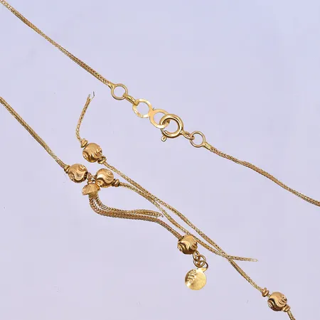 Collier längd 48,5 cm, trasig länk 21K. Vikt: 5,8 g