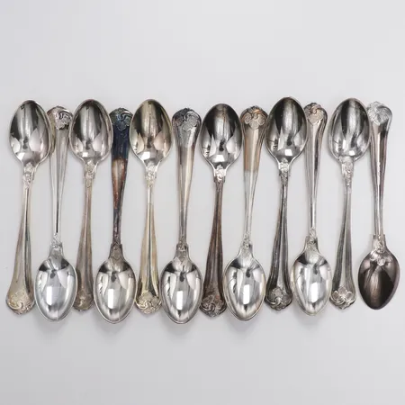 12 Kaffeskedar modell Sachsisk längd 12cm silver 830/1000 Vikt: 189,7 g