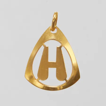 Hänge bokstav H, längd 24mm, bredd 17mm, italienska stämplar, 18K, Vikt: 1,8g Vikt: 1,8 g