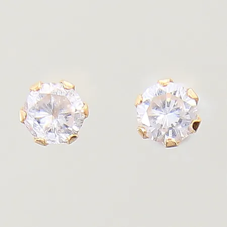 Ett par örhängen med vita stenar Ø4mm saknar snurrebussar 18K Vikt: 0,5 g