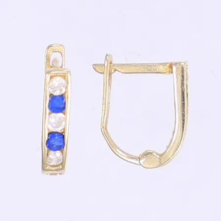 Ett par örhängen med vita och blå stenar 10x8mm 14K Vikt: 0,9 g