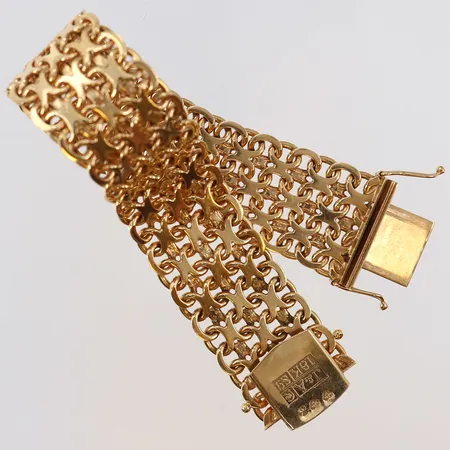 Armband X-länk längd 19cm bredd 20,5mm Jo-Ans Guld Johansson & Andersson 1968 18K.  Vikt: 61,5 g