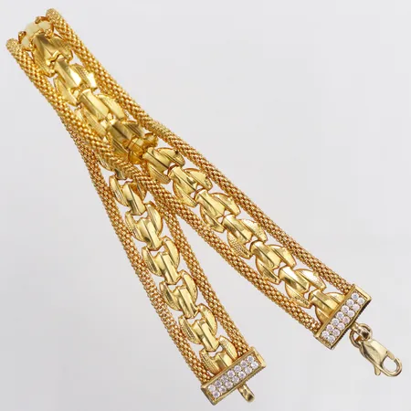 Armband med vita stenar längd 19cm bredd 11mm, ihålig, 14K Vikt: 11,6 g