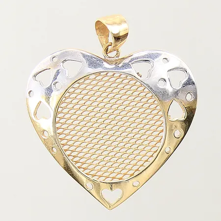 Hänge hjärta med genombruten dekor 34x29mm tvåfärgad 18K Vikt: 3,1 g
