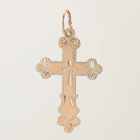 Hänge kors med mönstrad dekor 35x19mm 14K Vikt: 1,1 g