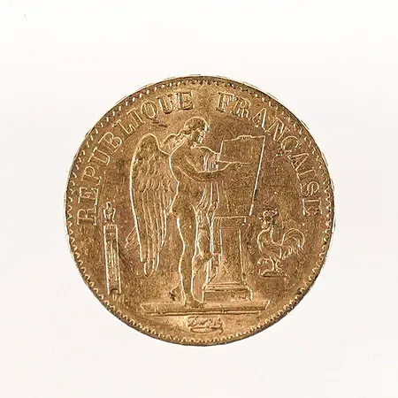 Mynt 20 Franc Ängel 1893 Ø21mm 21,6k 6,4g Vikt: 6,4 g