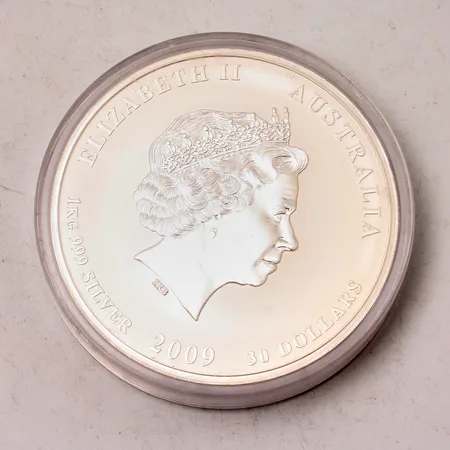  Silvertacka, Elisabeth II 2009, Australia, Year of the Ox, 999/1000, 1000g Vikt: 1000 g