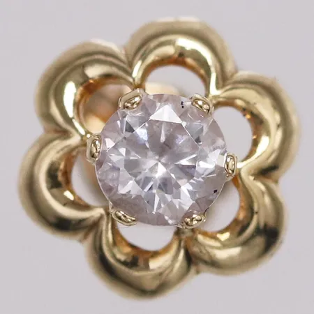 1 udda örhänge blomma med vit sten Guldfynd Ø10mm 18K Vikt: 0,4 g