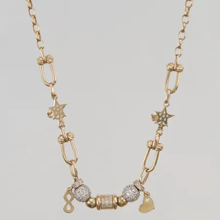 Collier 46cm vita stenar 14K 7,6g.