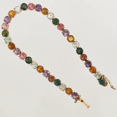 Armband med färgade stenar längd 18cm, bredd 5mm, defekt lås, 18K Vikt: 12,9 g