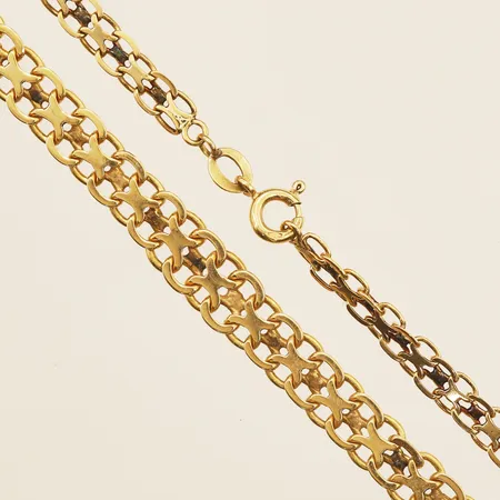 Collier X-Länk längd 45,5cm, bredd ca 4,9mm Matsilver Ab år 1958, 18K  Vikt: 15,4 g