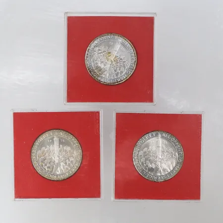 Samlarmynt 3 st 50 kronor,silver 925/1000. Vikt: 81 g
