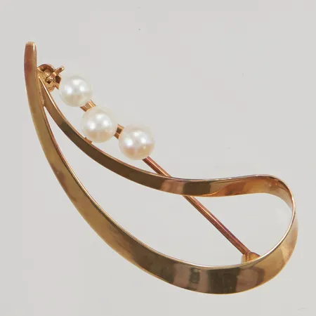 Brosch 42mm odlade pärlor 18K 3,6g.
