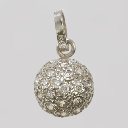 Hänge med vita stenar, längd 15mm, bredd 8mm, vitguld, 14K, Vikt: 1,0g Vikt: 1 g