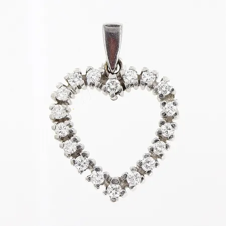 Hänge hjärta med diamanter 18 x ca 0,02ct, 23mm, vitguld, 14K Vikt: 2,8 g