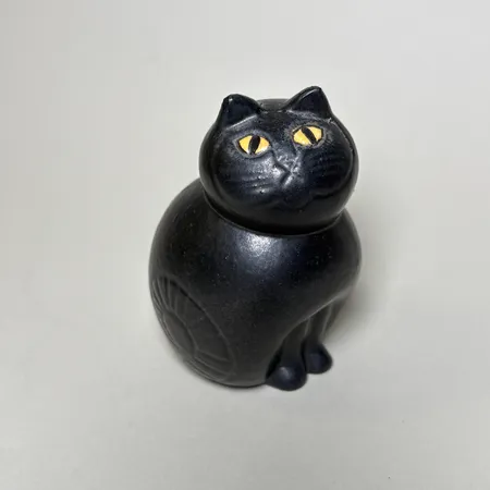 Figurin Lisa Larson Mia mini höjd 9cm, svart, Gustavsberg, signerad.