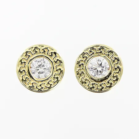 Örhängen med vita stenar Ø6,5mm, 18K Vikt: 0,6 g